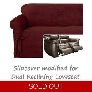 Dual Reclining LOVESEAT Slipcover TWILL Suede Burgundy Sure Fit Cover